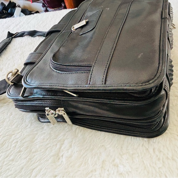 CODI Sophisticated Genuine Black Leather Briefcase/Laptop Unisex Bag 14”x11””x5” - Picture 8 of 16